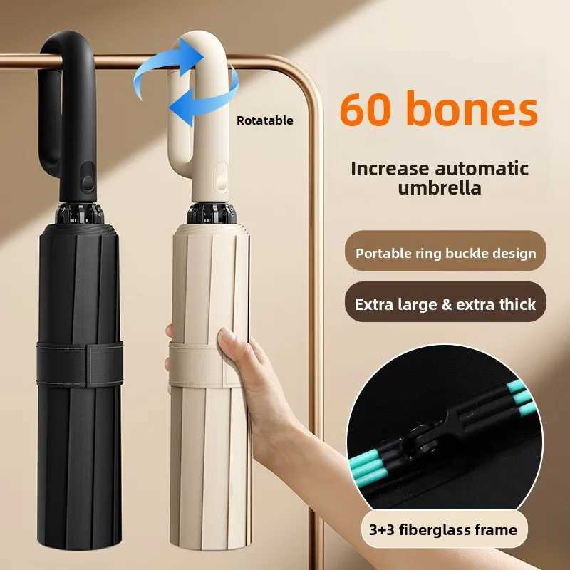 Fully automatic 60 bone buckle wind and rain dual-use sunshade folding business umbrella with multiple colors to choose fromM251122