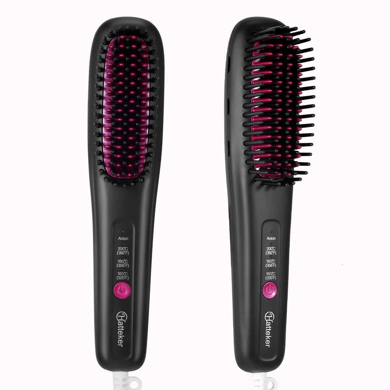 Hair Straightening Brush Portable Home Negative Ion Straightener with Multi-Heat Settings 3-Temp Ceramic Damage-Free StylingT251122