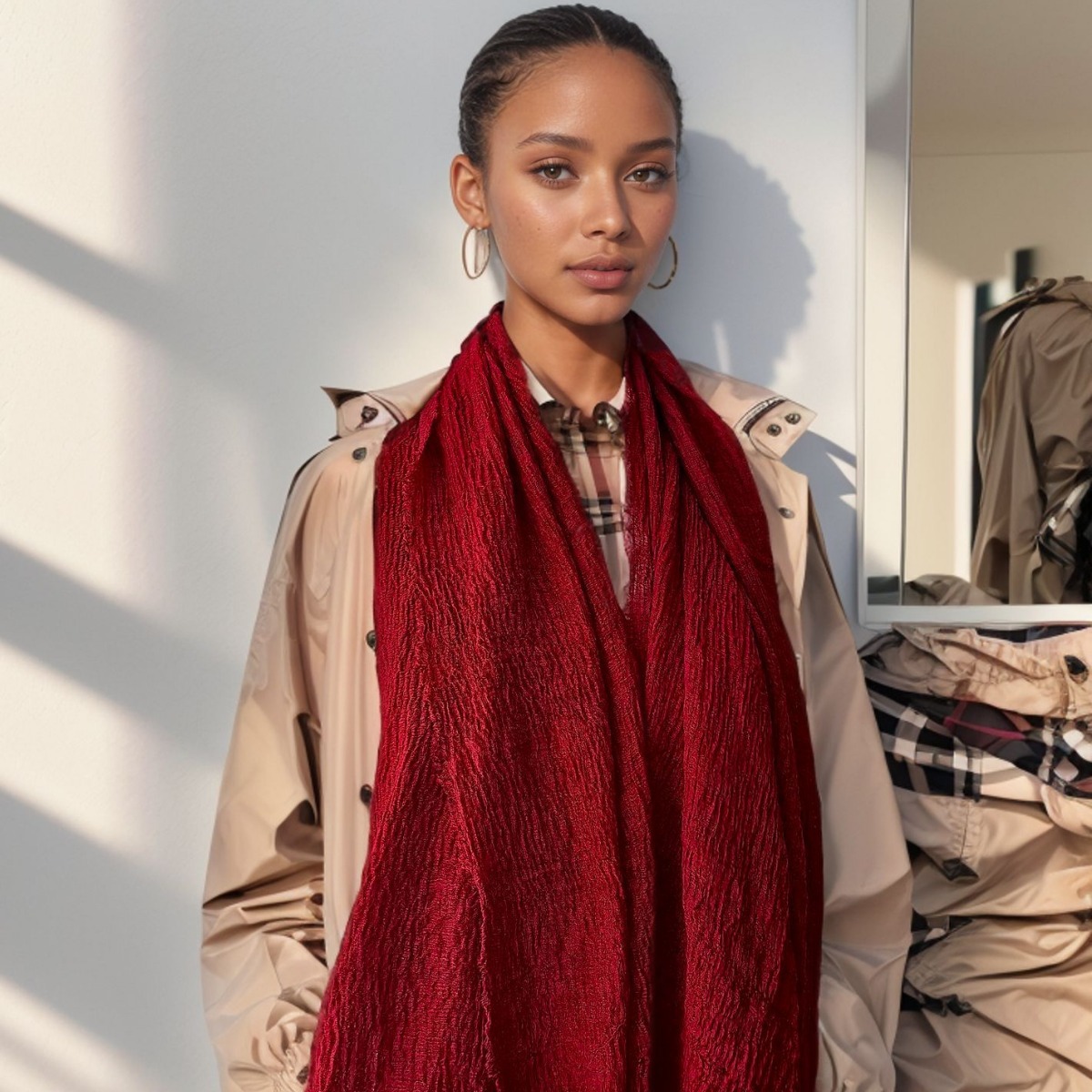 K478 New cross-border cotton and linen scarf for women in spring and autumn, pure color sun protection and warm shawl, simple retro fur Japanese and K