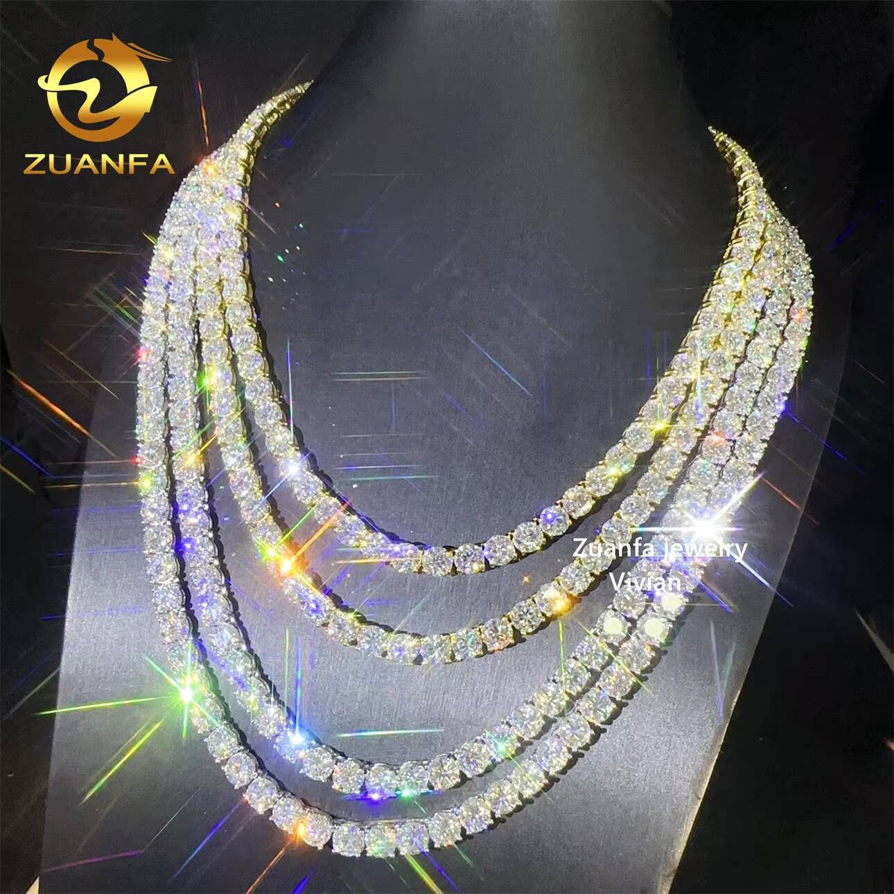 925 Sterling Silver Full Size Tennis Bracelet Necklace Moissanite Jewelry Passes Diamond Tester Elegant Tennis Chain