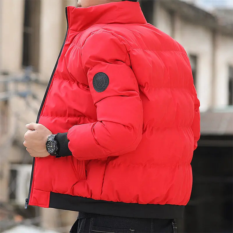 Men CottonPadded Jacket 2025 Winter Trend Tiger Head Short Padded Thick Casual Male Parkas M5Xl 251104