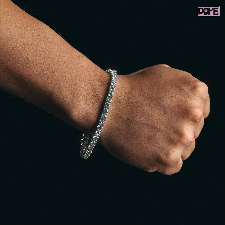 6mm Moissanite Bracelet Hip Hop 925 Silver White Gold Plated Men Women Jewelry VVS Moissanite Tennis Bracelet