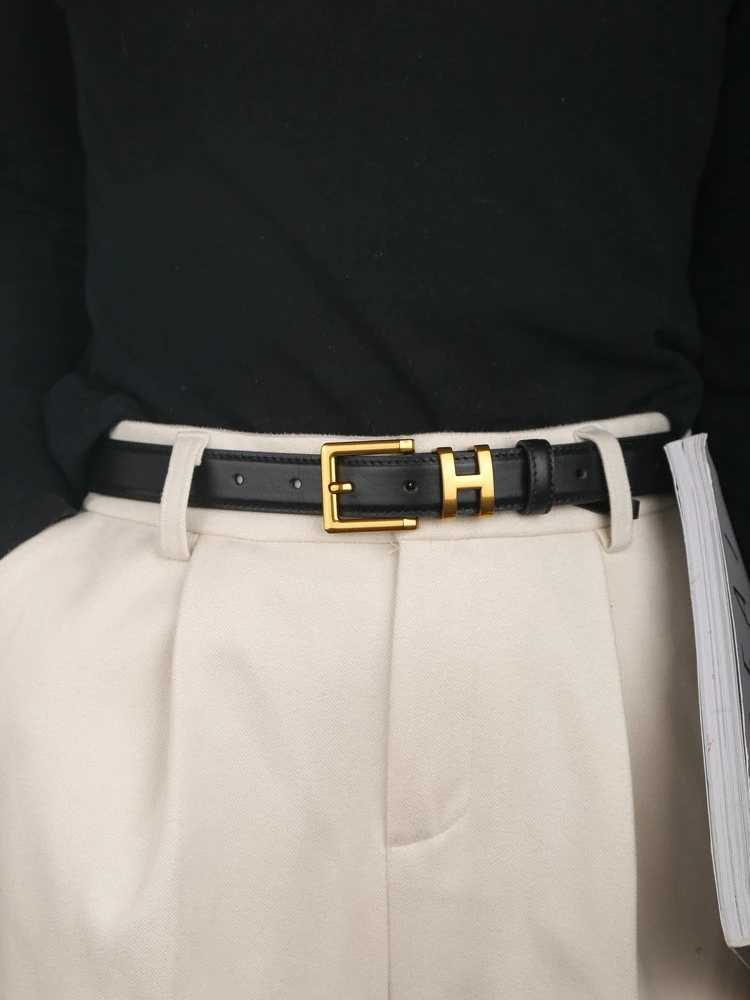 Luxury Brand Belt for Women Genuine Leather Belts with Gold Pin Buckle Fashion Decorative Belt for Coats Skirts Jeans J251122