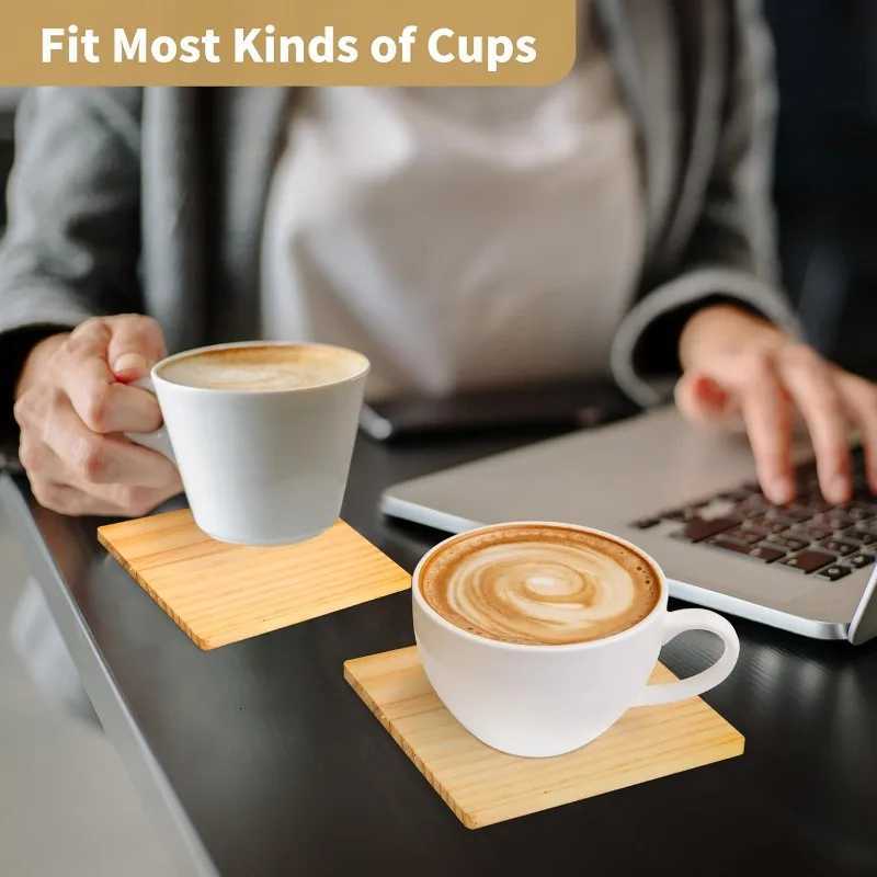 24 Pcs 4 inch Square Wood Coasters 10 cm 5 mm Thick Unfinished Wooden Coasters for Crafting DIY Drinks Painting Engraving C251122