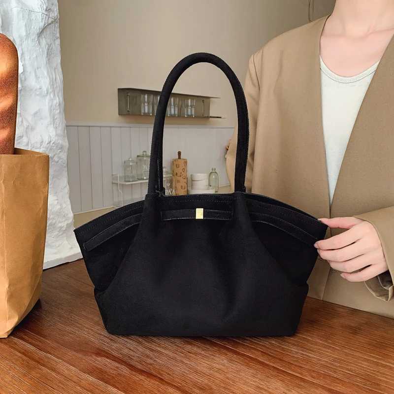2025 Women Suede Tote Bag with Inner Pocket Underarm Bag Large Capacity Solid Color Satchel Bags for Work Travel Purses Handbags K251121