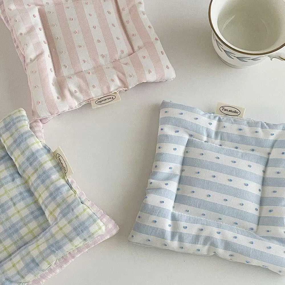 Insulation Pad Table Mat Striped Dot Placemats Checked Pattern Decor Korean Style Item Useful Home Decor Cotton Cup Mat Coaster C251122