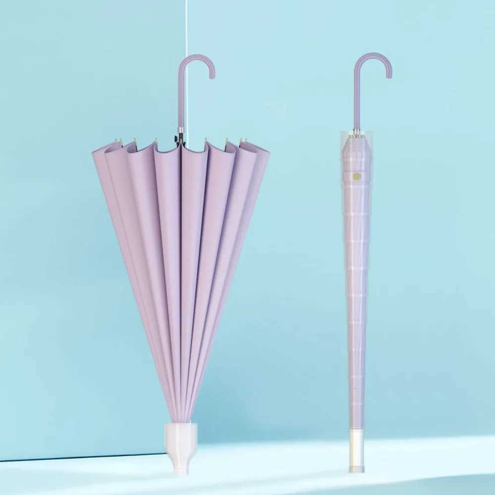 16 Bone Small Umbrella Long Straight Handle Umbrella PVC Waterproof Umbrella Upgraded Windproof Umbrella Outdoor Large UmbrellaM251122