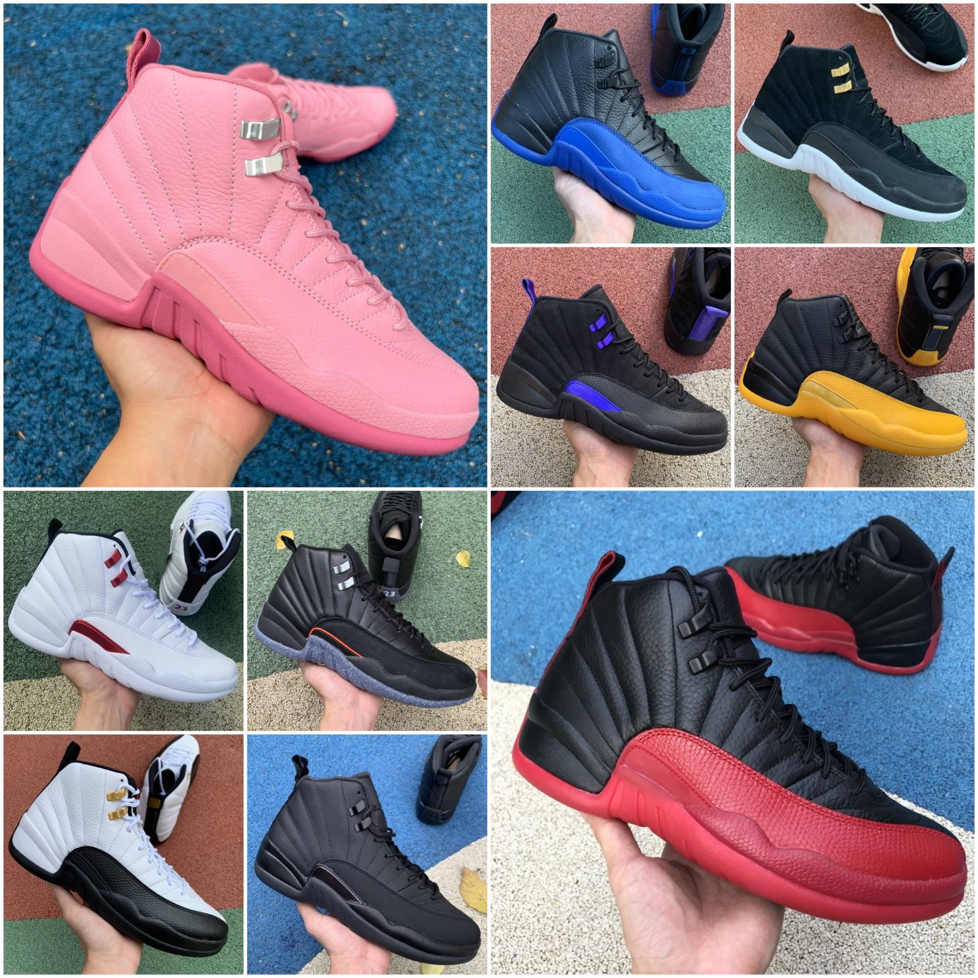 12 12s Taxi Basketball Shoes j12 Sneakers Melo Blueberry Cherry Pearl Pink Wolf Grey Barons Playoff Flu Game Gym Red Stealth French Blue Mens Womens Outdoor Trainers