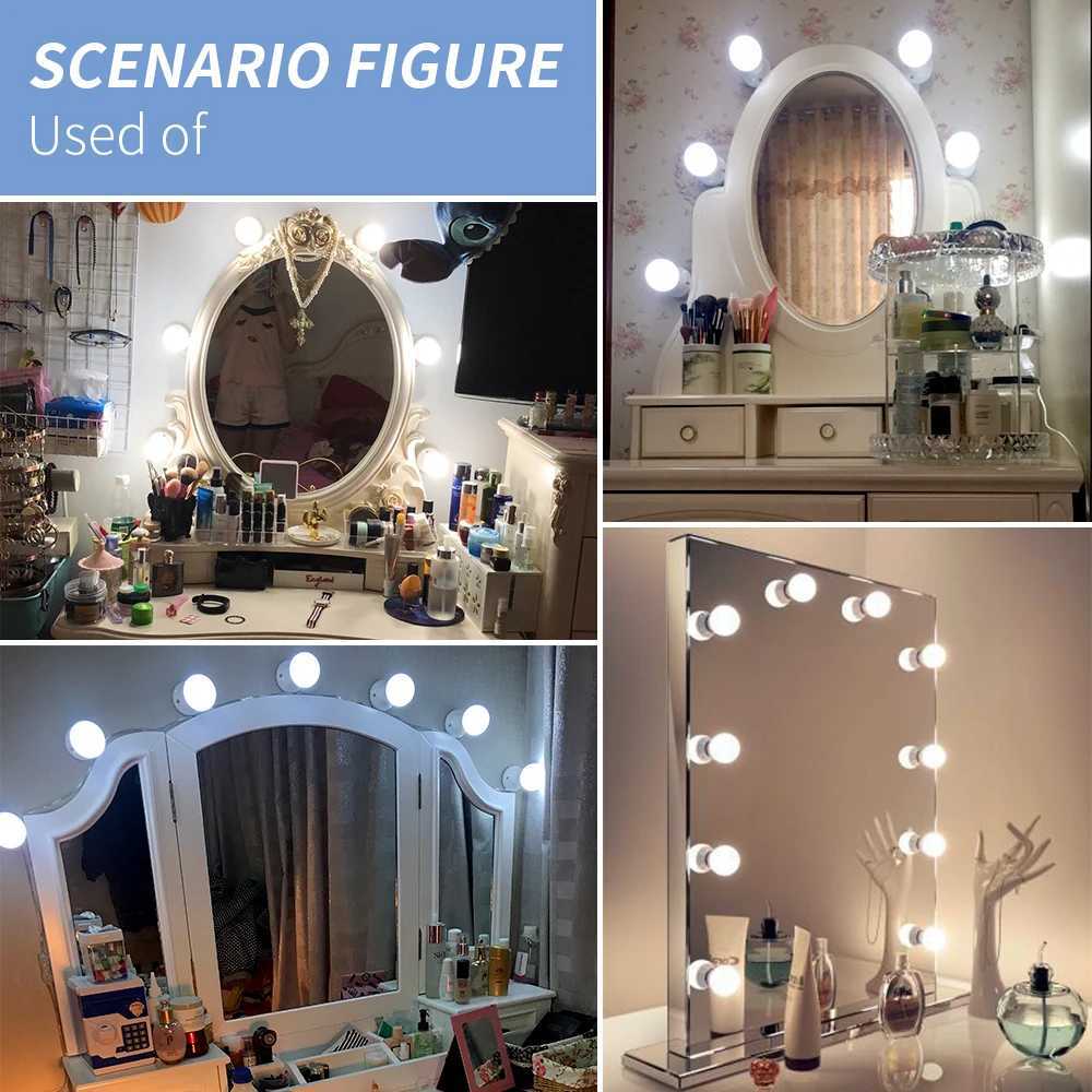 USB Makeup Mirror LED Light Bulb Hollywood Vanity Lights Stepless Dimmable Wall Lamp 2 6 10 14 Bulbs Kit for Dressing Table M251122