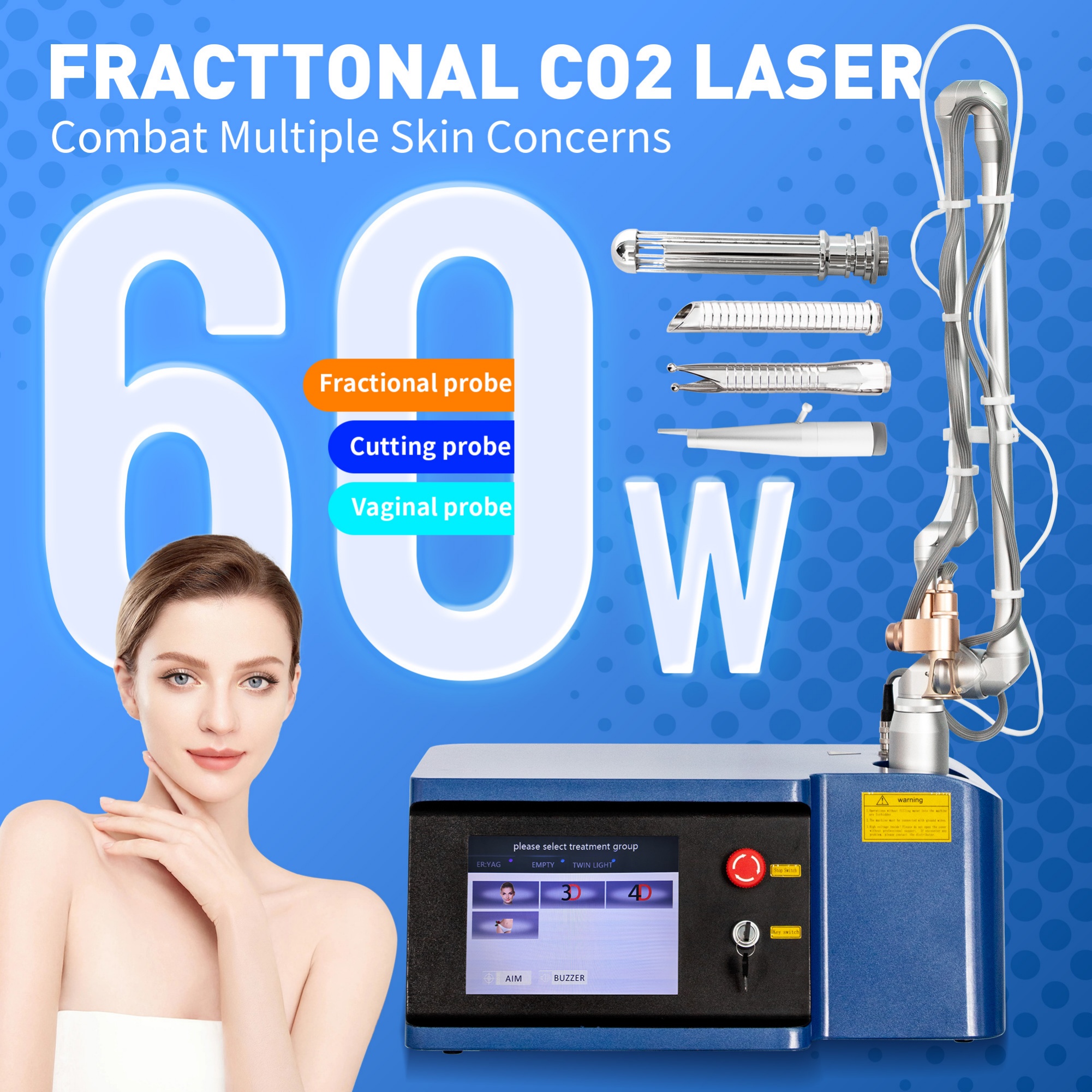 Desktop CO2 Fractional Laser Device for Professional Skin Renewal Collagen Boost and Anti-Aging Treatment