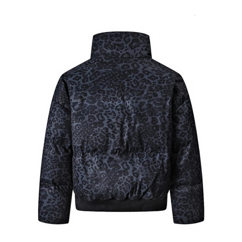 Retro Leopard Print Short Down Cottonpadded Jacket mens Winter Jackets 2025 European American Collar Bread Coats Outerwear 251110