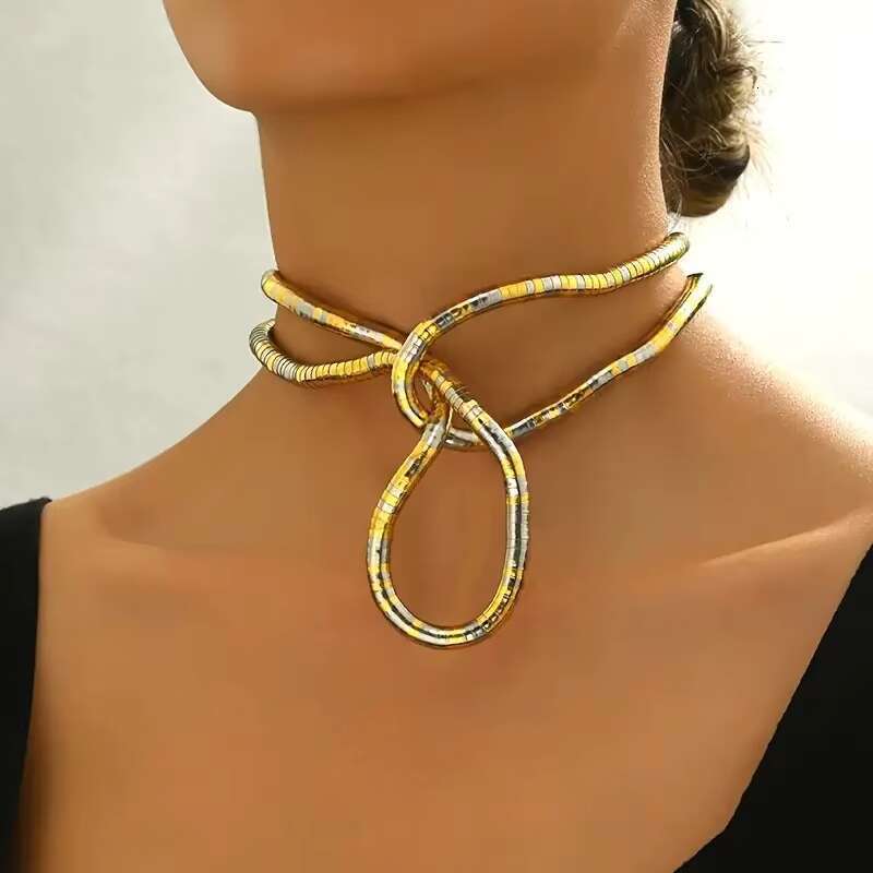 DHcollection Niche fashion casual curved winding adjustable dark style headless snake necklace for women
