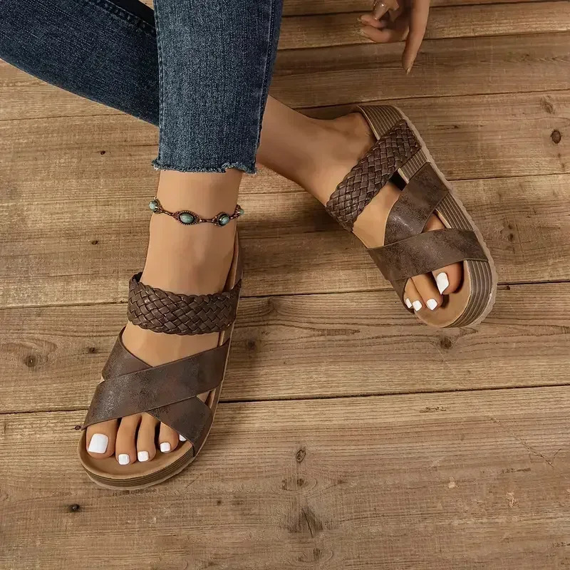 Womens Sandals Cork Flat Platform Slippers Outdoor Lightweight Shoes Summer Anti slip Trend Casual 250421BJ - view 5
