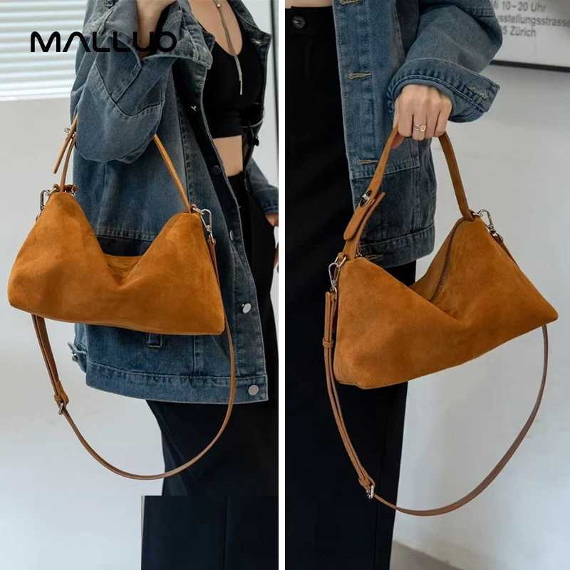 Fashion Autumn Winter Big Boston Tote Soft Matte Suede Cow Leather Womens Handbag Shoulder Crossbody Bag For Women Grey BrownT251122