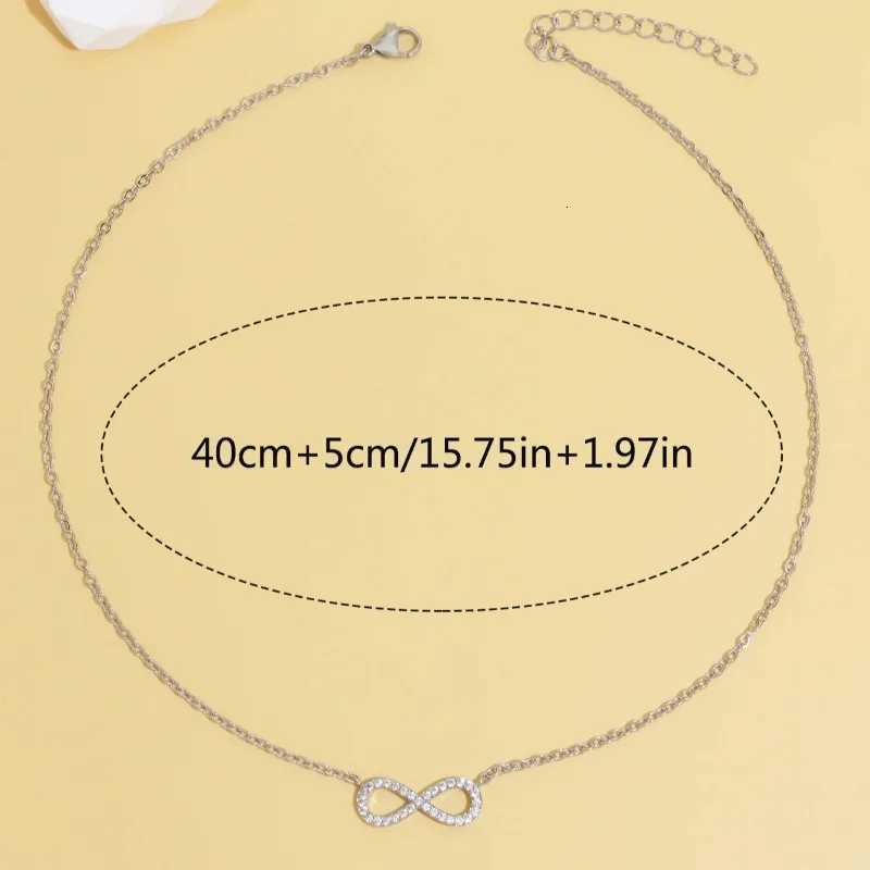 Fashion Simple Stainless Steel Infinity Pendant Necklace for Women Classic Lucky Zircon Love You Forever Jewelry Birthday GiftT251122