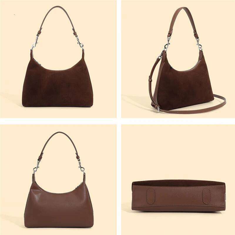 Toptrends Suede Genuine Leather Underarm Shoulder Bags For Women Winter 2025 Luxury Designer Crossbody Hobo Tote Ladies Handbags