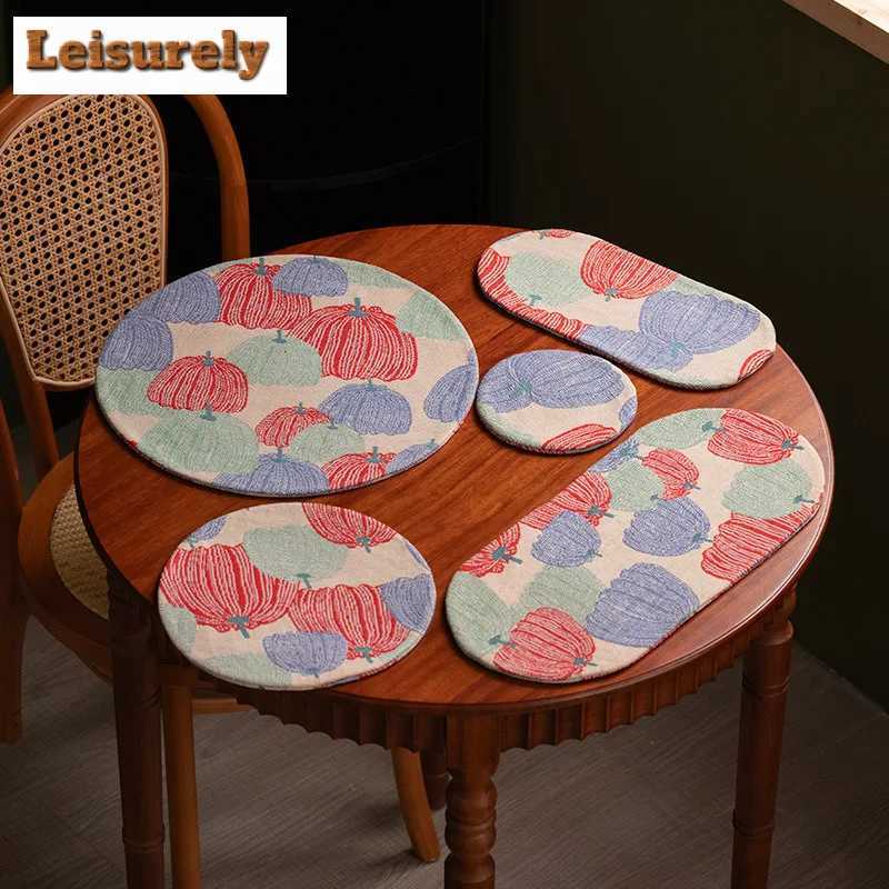 Cotton Linen Pumpkin Tea Table Mats Luxury Teapot Mat Drink Coaster Dinner Table Cloth Mat Teaset Decorations Supplies Craft C251122