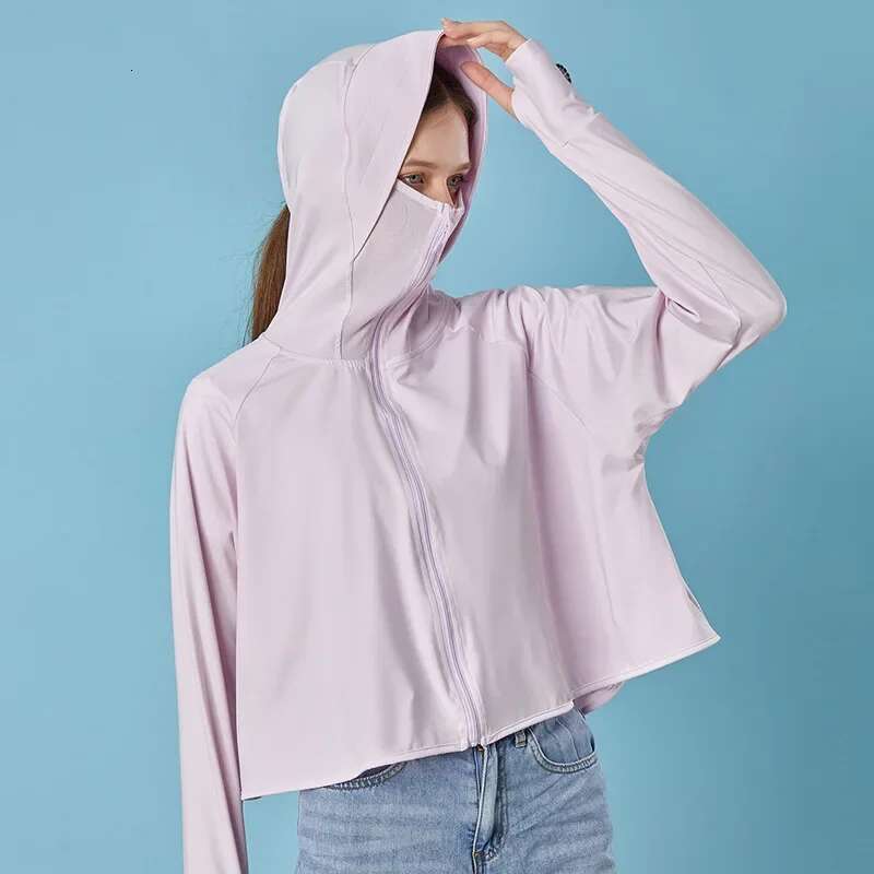 Ice Silk Hat Outdoor Short Lightweight Summer Women's Sun Clothing UV Protection Skin Shirt Running Suit Jacket