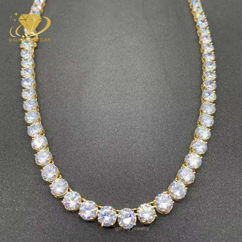 8mm Vvs Lab Moissanite Designer Big Iced Out 10k 14k Gold Plated Tennis Chain Set Bracelet Necklace for Men