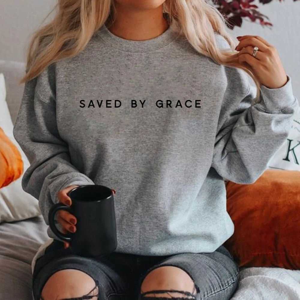 Saved by Grace Sweatshirts Christian Crewneck Sweatshirts Faith Hoodie Christian Apparel unisex Pulleys Streetwear womens hoodie M250422