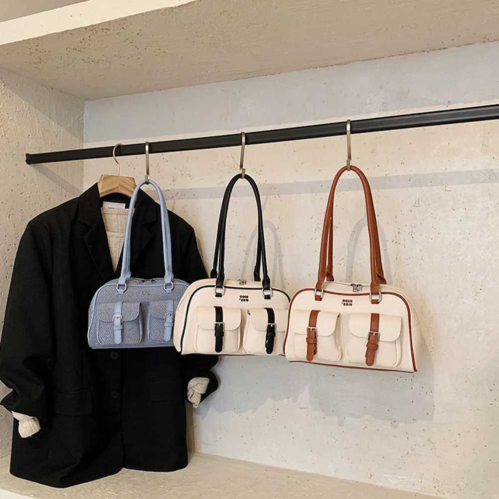 Leather Shoulder Bag for Women with Double Pockets Trendy Purse Shoulder Handbags Purses Casual Hobo Bags for DatesT251122