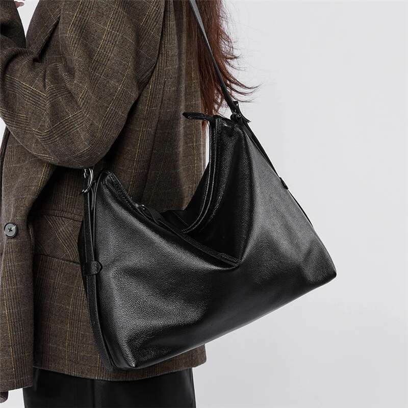 Burminsa Genuine Leather Hobo Shoulder Bags For Women Trend Designer Large Capacity Dumpling Messenger Ladies Handbags Bag Bag