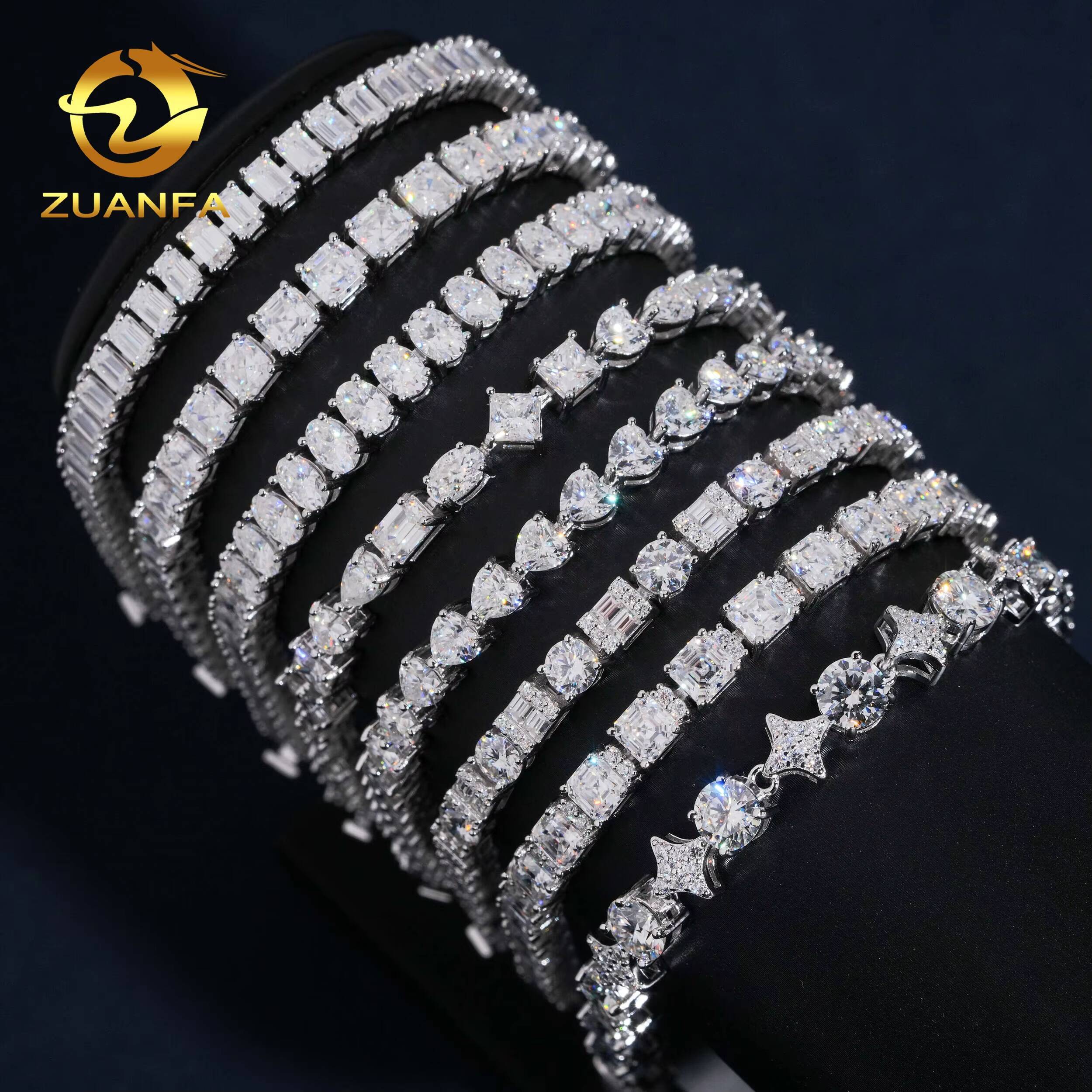 Pass Diamond Tester 925 Sterling Silver Luxury Fashion Fancy Shape Moissanite Tennis Bracelet