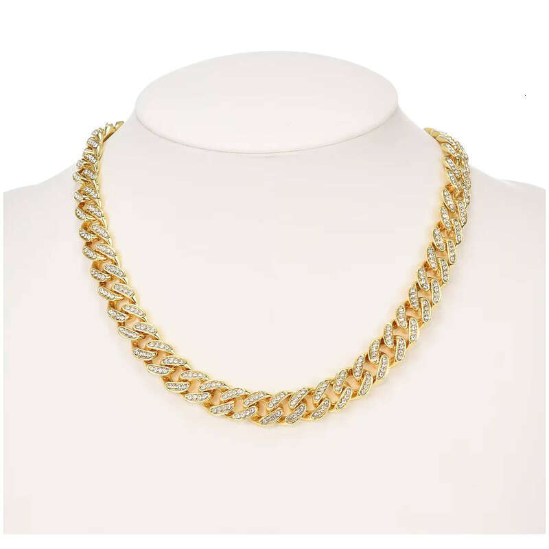 Men's Hip Hop Fashion Large Size Ice Zinc sterling silver Cuban Chain Gold Plated Pearl Religious Party Gift