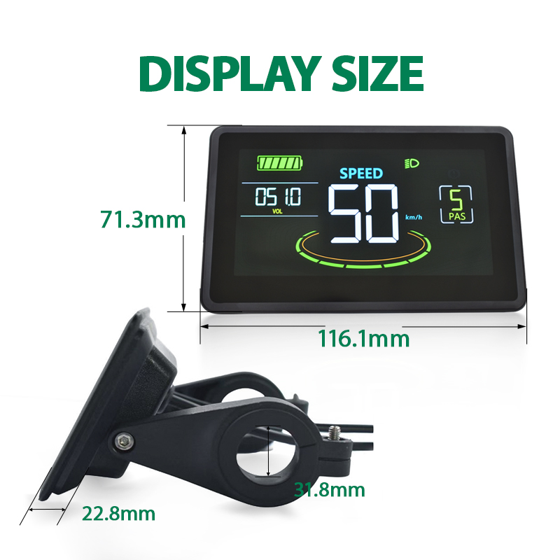 H6C Digital Speedometer Center Mount LCD Screen for E-Bicycles Real Time Data Display Bike Electronics Computer Accessories