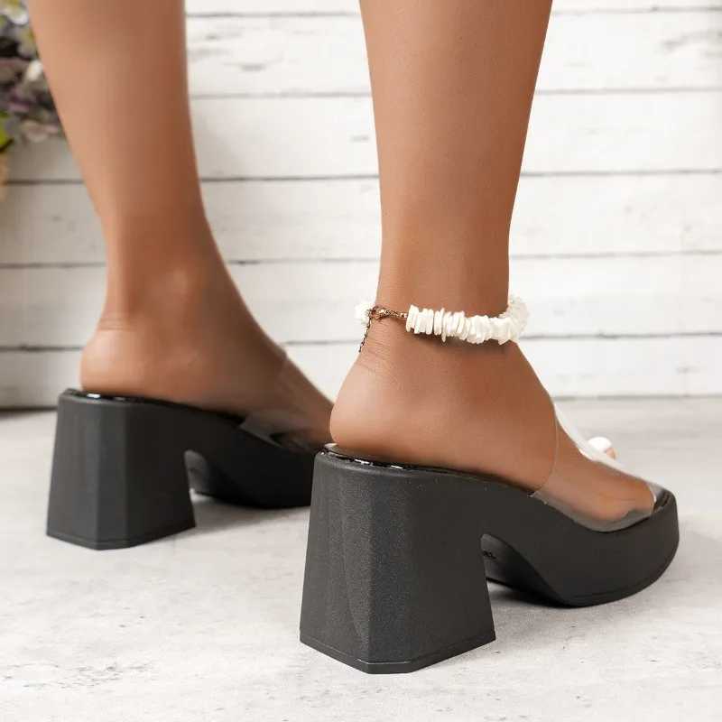New Design Summer Womens Pump Sandals PVC Jelly Slippers Open Toe High Heels Womens Transparent Slippers M250422