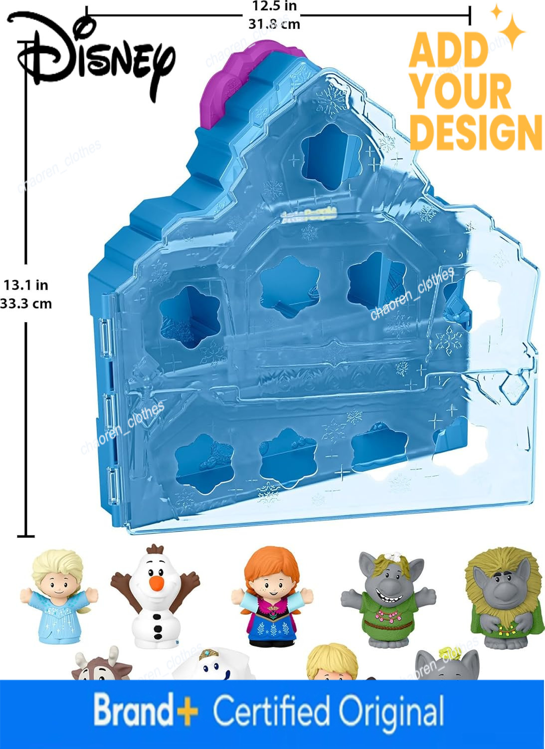Custom Fisher Price Little People Toddler Toy Disney Frozen Carry Along Castle Case Playset with Figures for Pretend Play Kids Ages