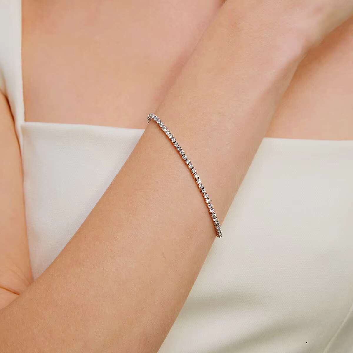 IGI GIA Certified VVS1 CVD HPHT Lab Grown Diamond 14k 18k Real Solid Gold Tulip Prong Round Brilliant Cut Tennis Bracelet Women