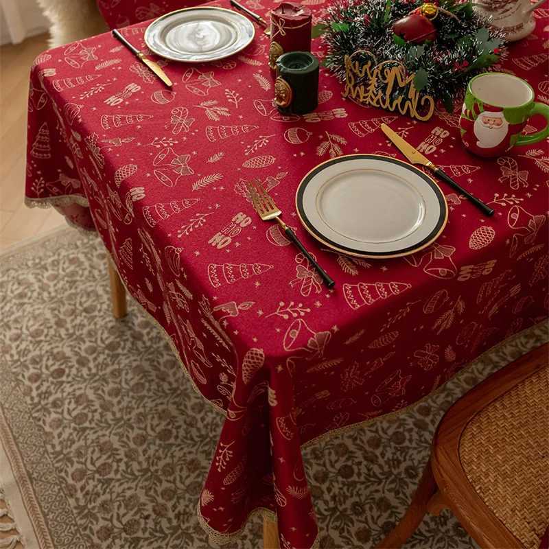 100x140cm Christmas Tablecloth Candy Bells Candles Christmas Tree Multi Elements Seasonal Winter Decoration C251122