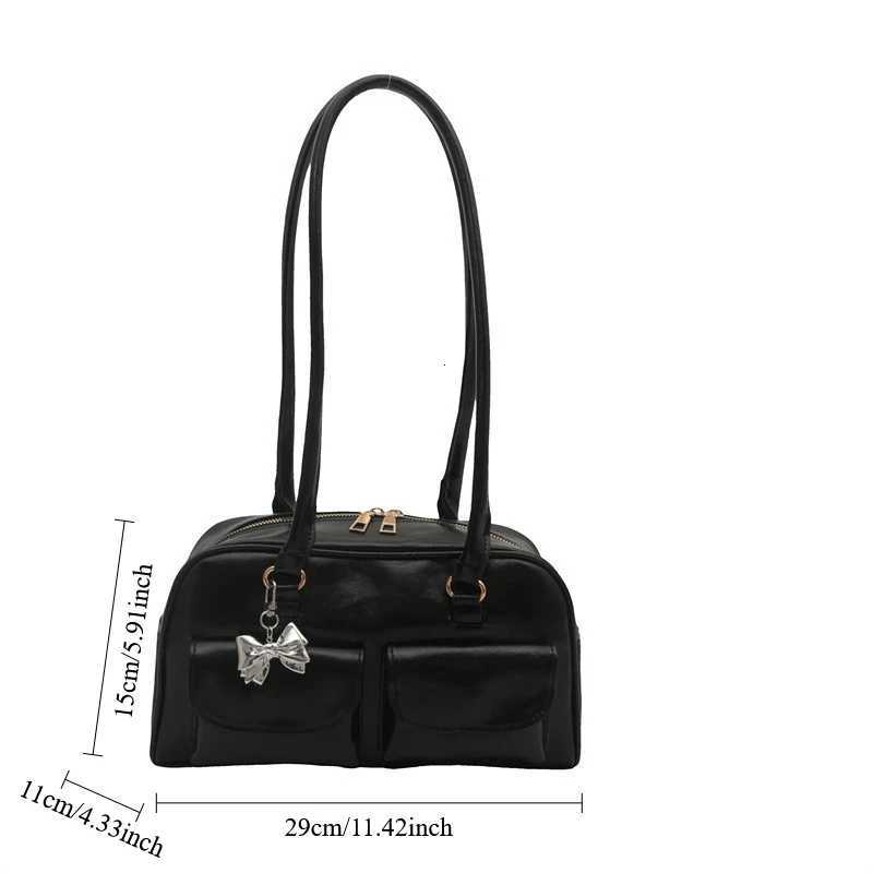 Large Capacity Brown Bowling Handbag Womens Shoulder Bag Retro Korean INS Style Autumn Winter New 2025 Fashion Trend BagT251122