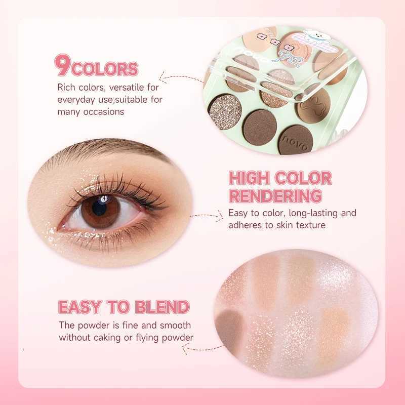 9-Color Eyeshadow Palette - Matte Shimmer FinishWater And Sweat Resistant Long-Lasting Wear Blendable Highlight And BlushT251122