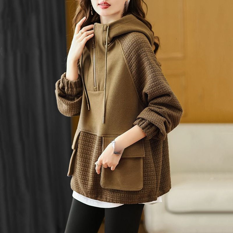 Autumn and winter new women's designer hoodie hooded mid to long style covers buttocks, stylish plus size women's clothing
