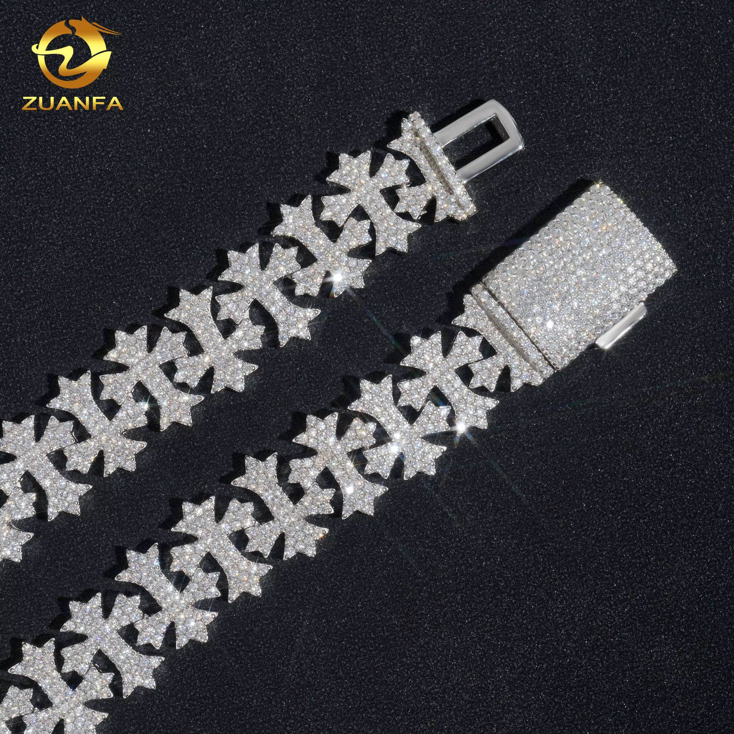 Zuanfa Jewelry Solid 925 Silver 18MM Pass Diamond Tester Iced Out Cross Charm Moissanite Chain for Men