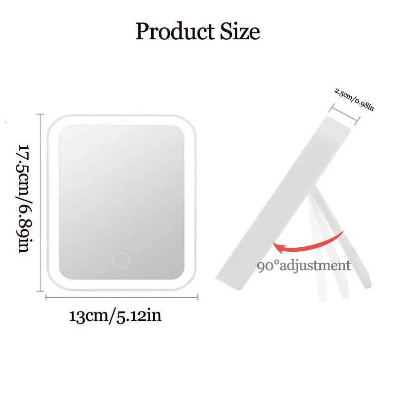 Led Makeup Mirror With Light Touch Screen 3-color Vanity USB Powered Desktop Portable Bathroom Decoration Dressing Table Lamp M251122