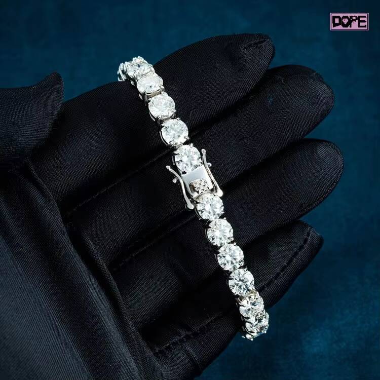 Stunning 6mm Tennis Bracelet 925 Silver Thick Round Brilliant Cut GRA Certified VVS Moissanite Tennis Bracelet