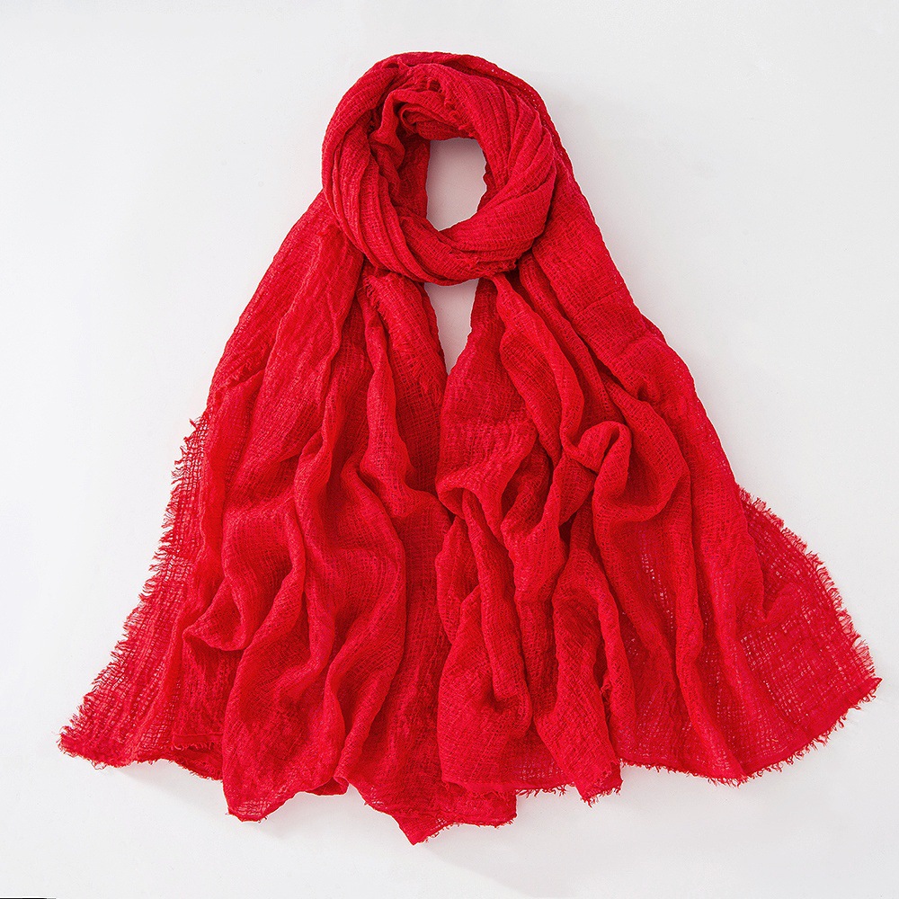 K478 New cross-border cotton and linen scarf for women in spring and autumn, pure color sun protection and warm shawl, simple retro fur Japanese and K