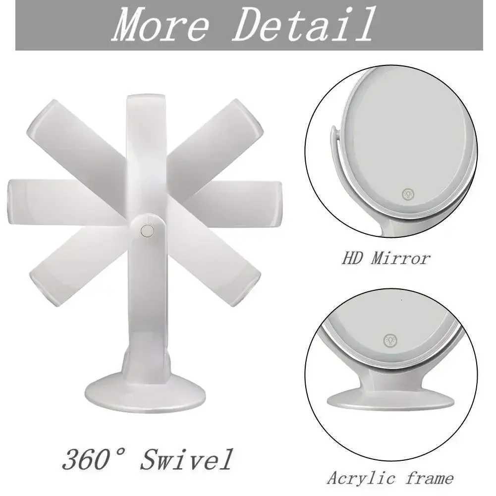 Makeup Mirror With Light Double-Sided 1X/7X Magnifying MirrorUSB Rechargeable 360 Rotating Freestanding LED Mirror M251122