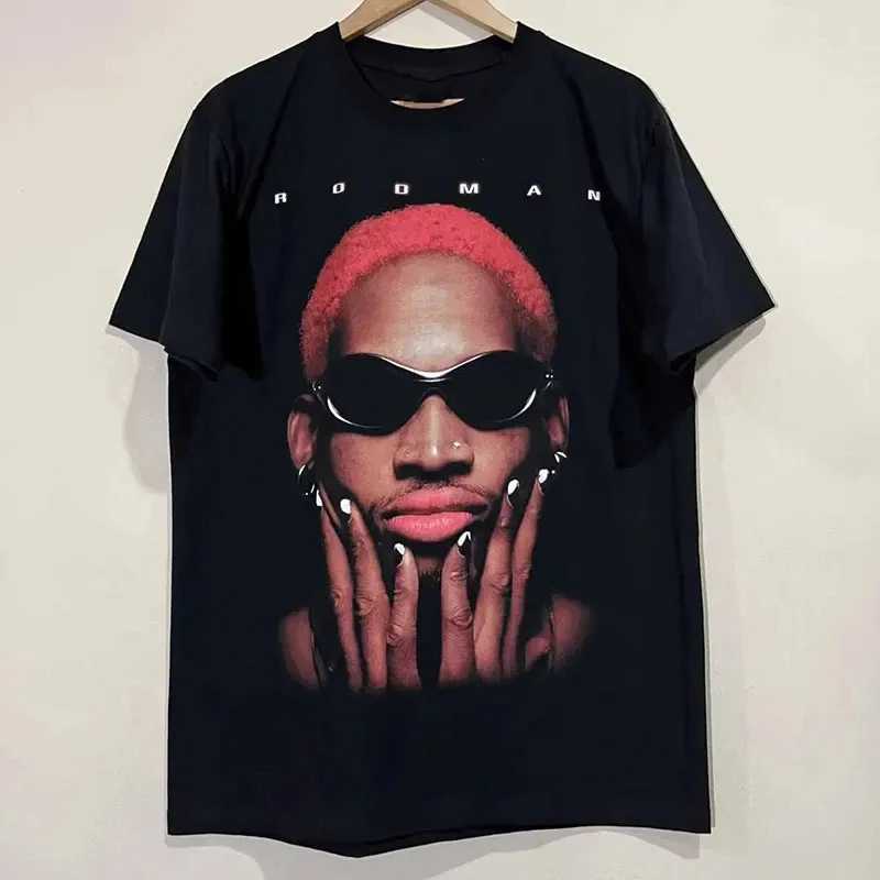 Dennis Rodman Short Sleeve T-shirt Mens Trend Brand American Street Hip Hop Super Large Street Half SleeveT250421