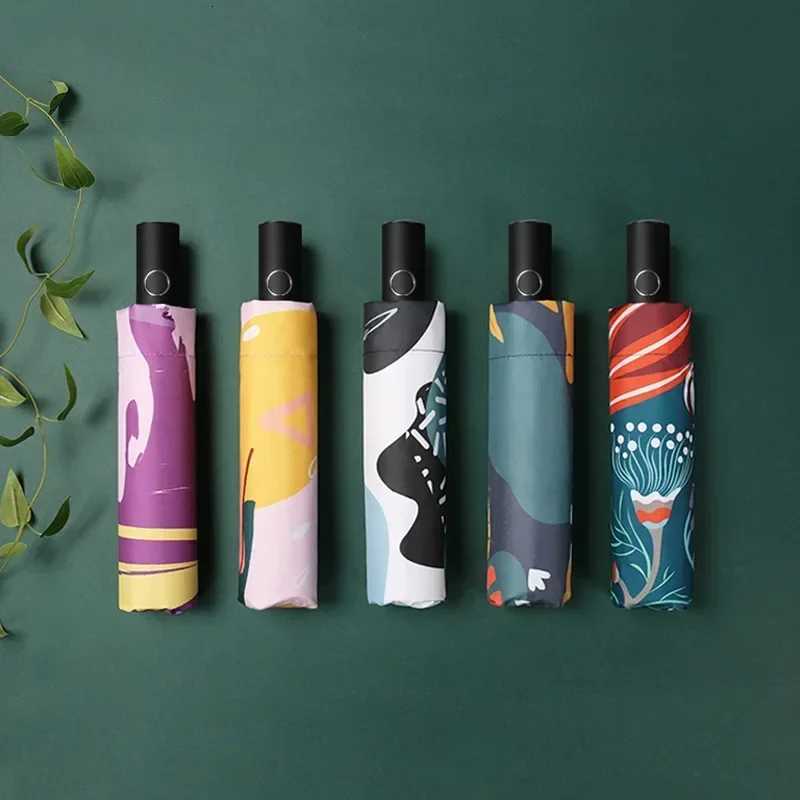 Creative Printing Automatic Opening and Closing UV Resistant Sun Umbrella for WomenM251122