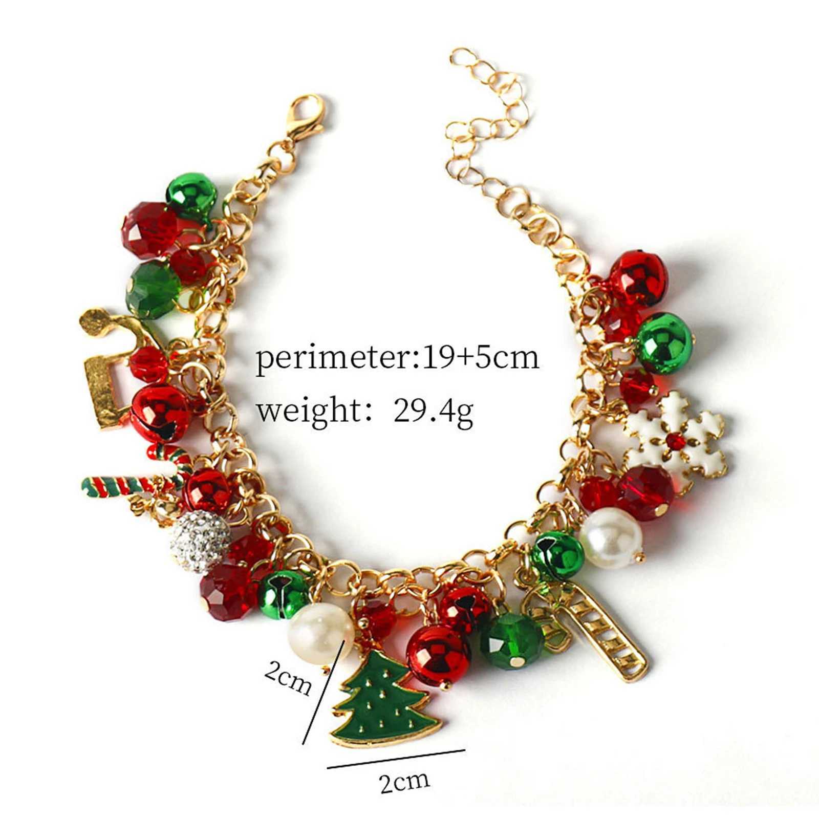 Christmas Bracelet Multi-Colored Rhinestone Bracelet Jingle Bell Beaded Bracelets for Women Christmas Party Jewelry Gift J251122