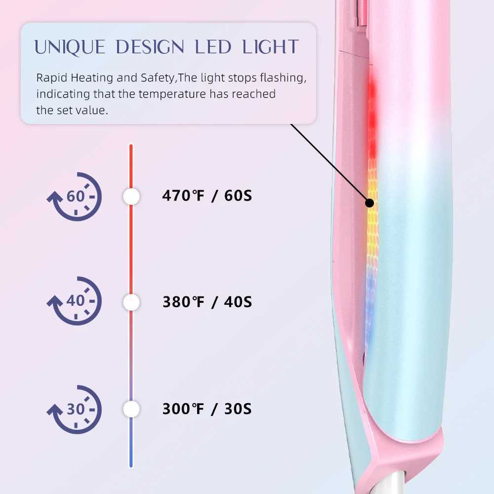 2 In 1 Hair Straightener and Curler 470F Professional Hair Flat Iron Colorful Light Dual VoltageT251122