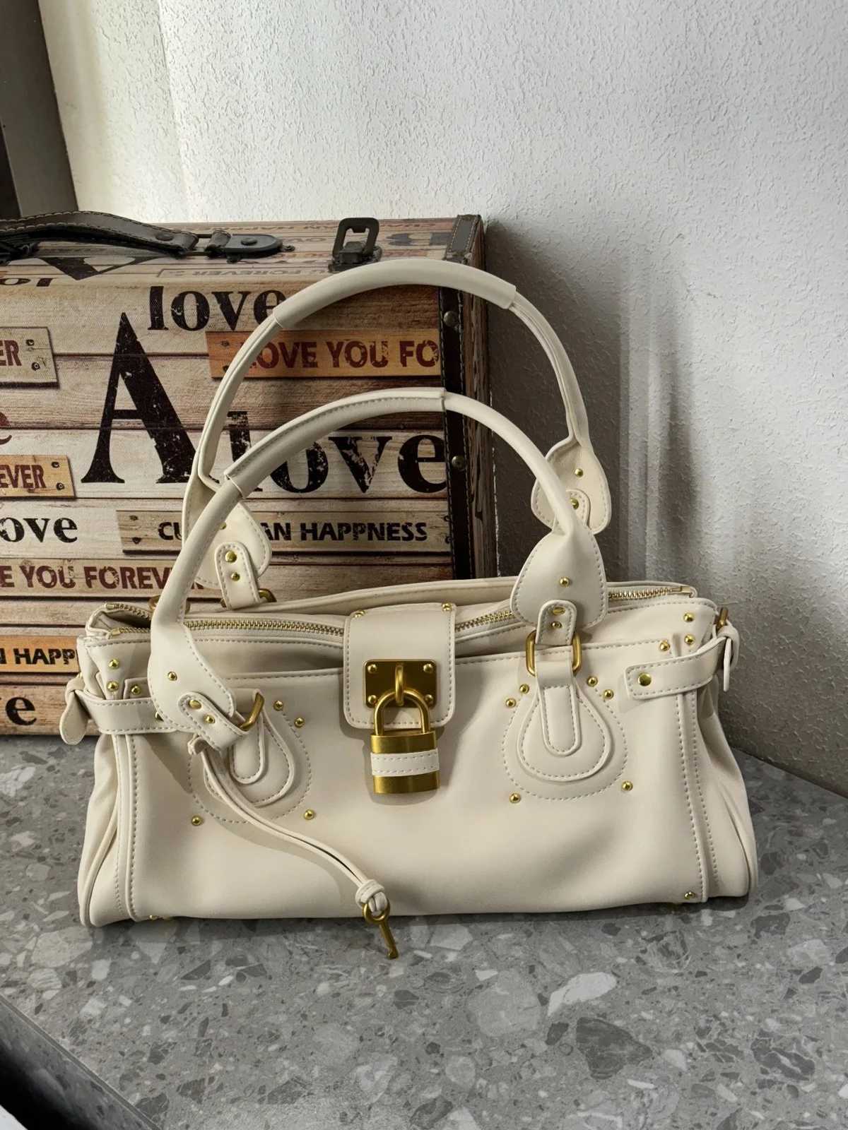 Womens Vintage PU Shoulder Bag Punk Y3K Motorcycle Handbag Adult Square Shoulder Bag Large Capacity Pillow Bag K251121