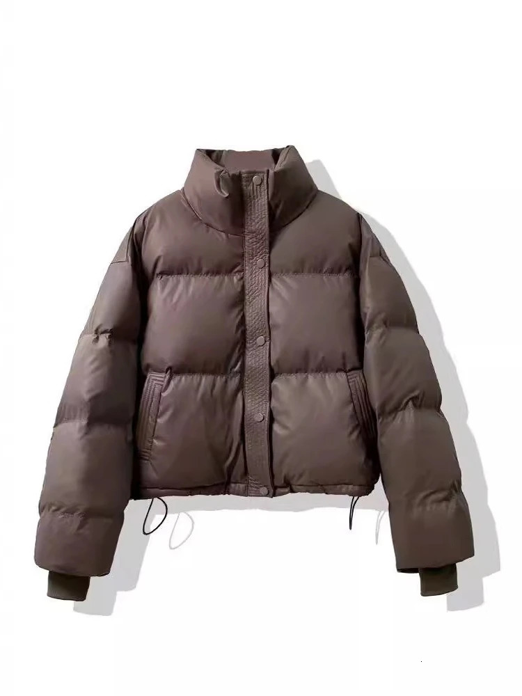 Womens Solid Color Norinse Down Cottonpadded Clothes Short Loose Thickened Bread Small Parkas 251110