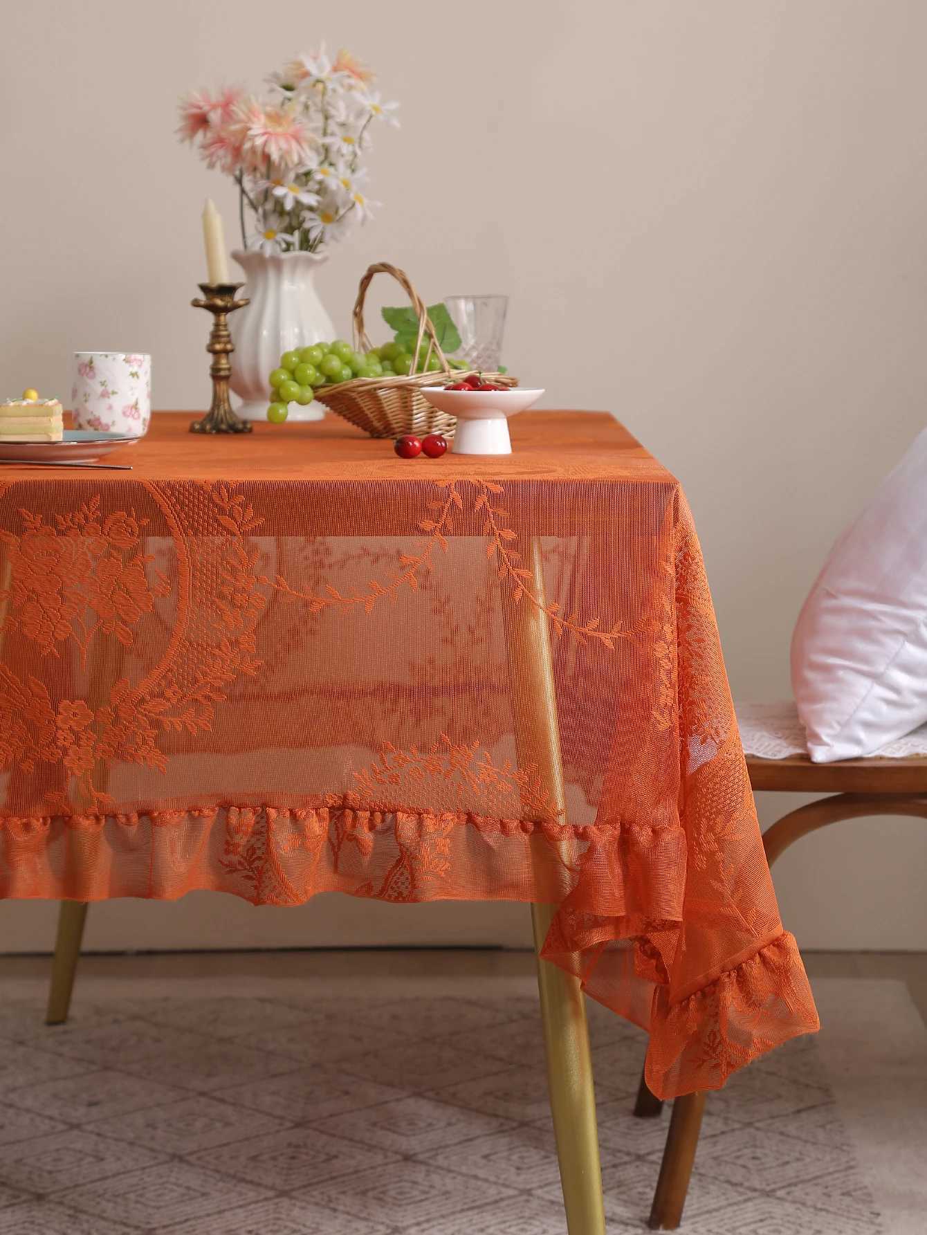 Rectangular Lace Tablecloth Vintage Table Cloth Wedding Kitchen Dining Coffee Table Cover Birthday Party Decor C251122