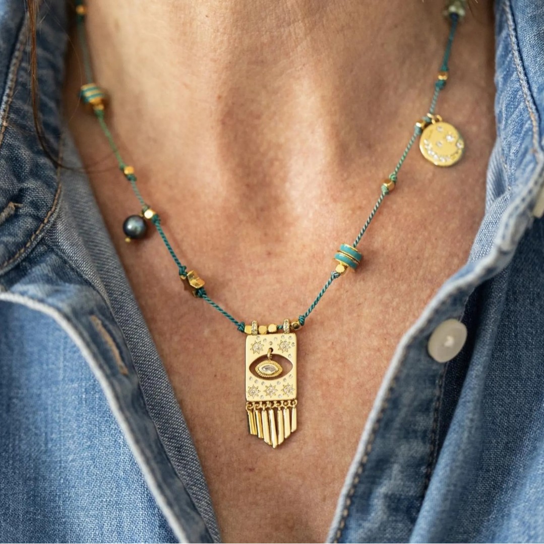 Hot selling colorful oil drop pendant colorful rope necklace heart-shaped personality hip-hop unisex