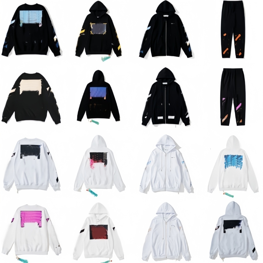 top Designer hoodies sweatshirts offbrands white Pants Autumn and Winter OW Arrow Graffiti Printed Sweatshirt New Men women Loose Couple Zipper Hoodie tracksuits